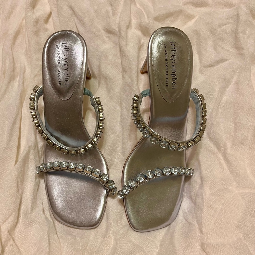 Jeffrey Campbell Silver and Gold Heels